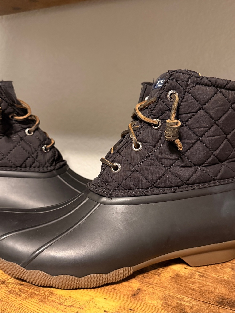 Sperry Black Quilted Lace-Up Duck Boots - Picture 7 of 10
